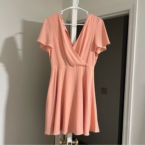 Express wrap dress short sleeve in pink peach color size 4